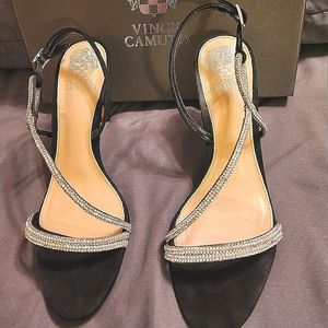 Vince Camuto Luanna Black True Suede high heels Size 9.5